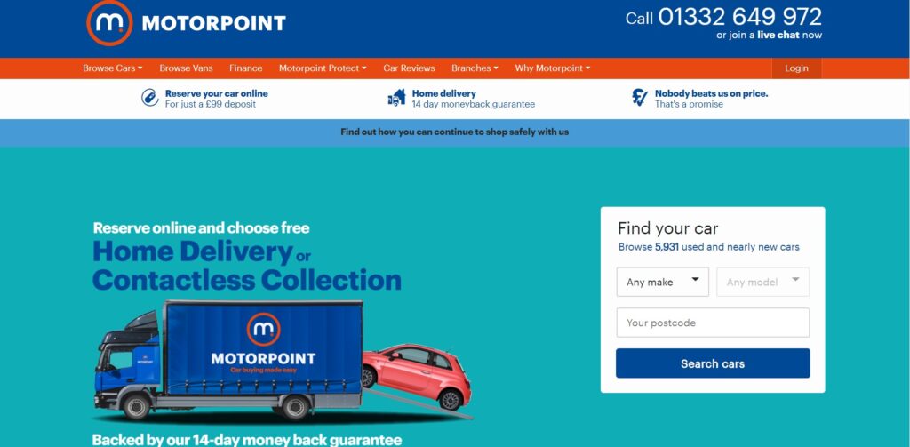 Motorpoint homepage screenshot