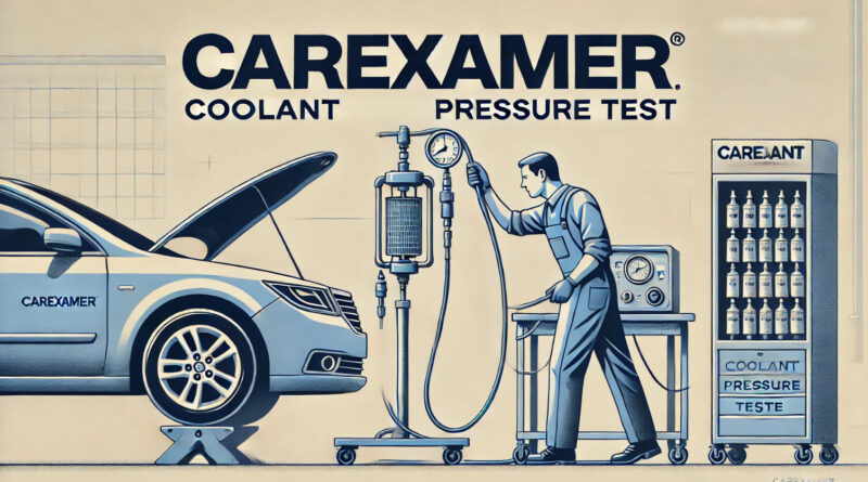 Coolant Pressure Test. generate picture with CAREXAMER at the top of the image and CAREXAMER with caps ON. don't overexaggerate picture