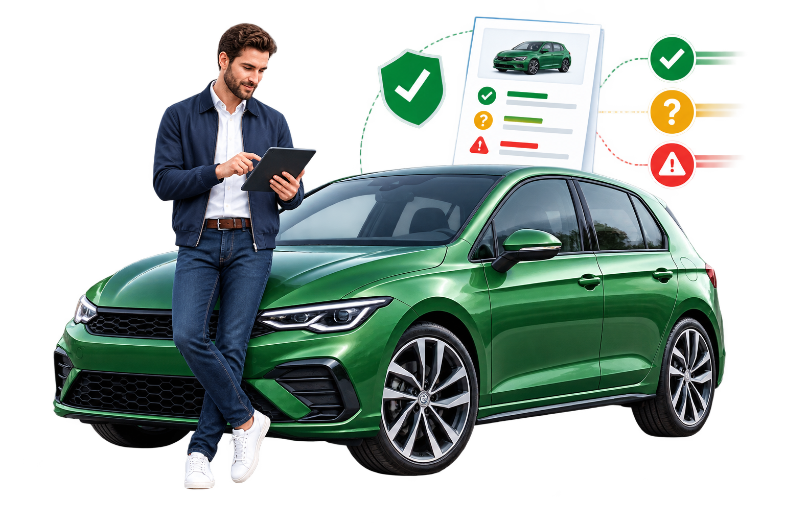 A buyer using a car history report to decide the next step