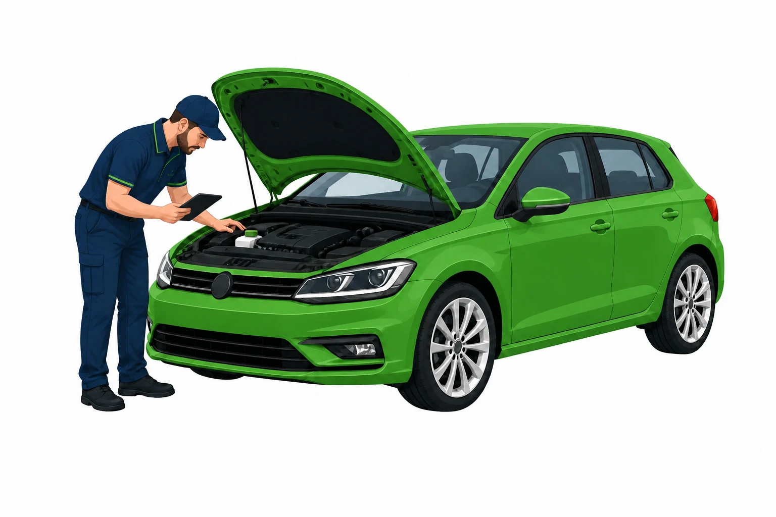 Mobile inspector attending a used car inspection