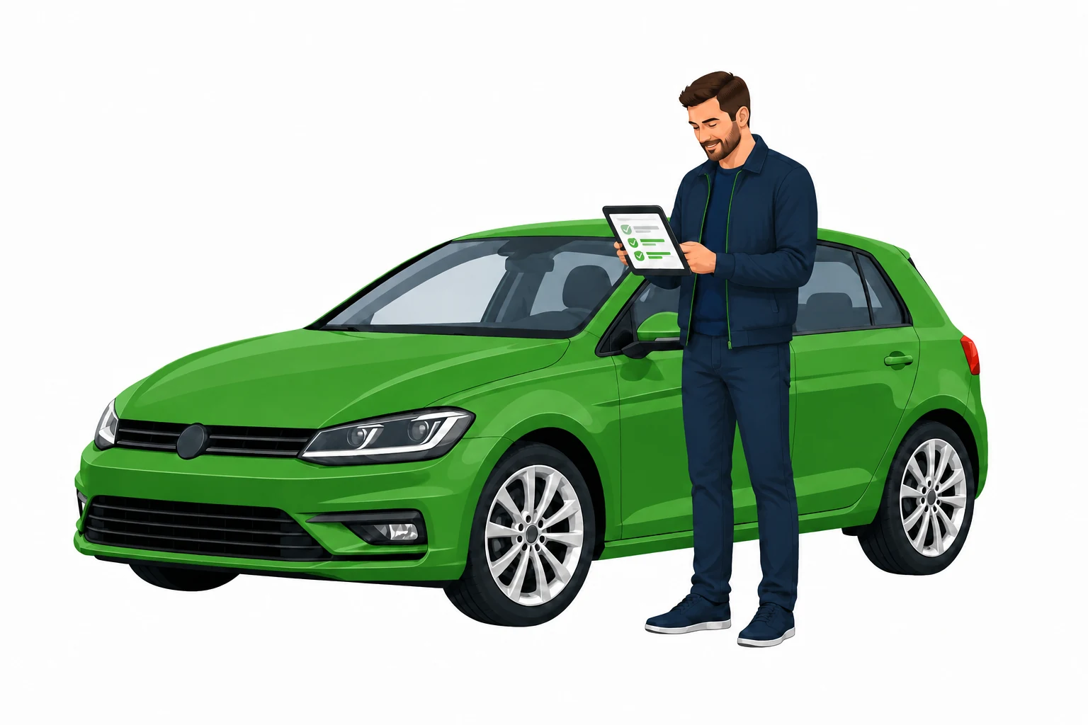 Car buyer reviewing a completed inspection report online