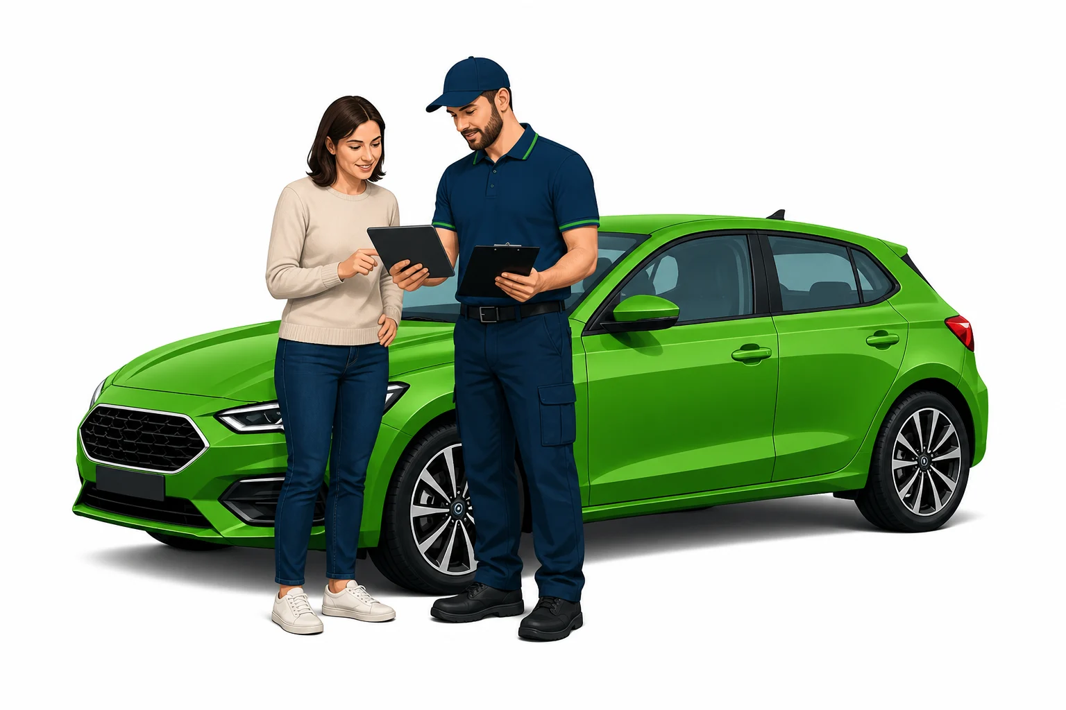 A customer defining a used car brief with a sourcing specialist