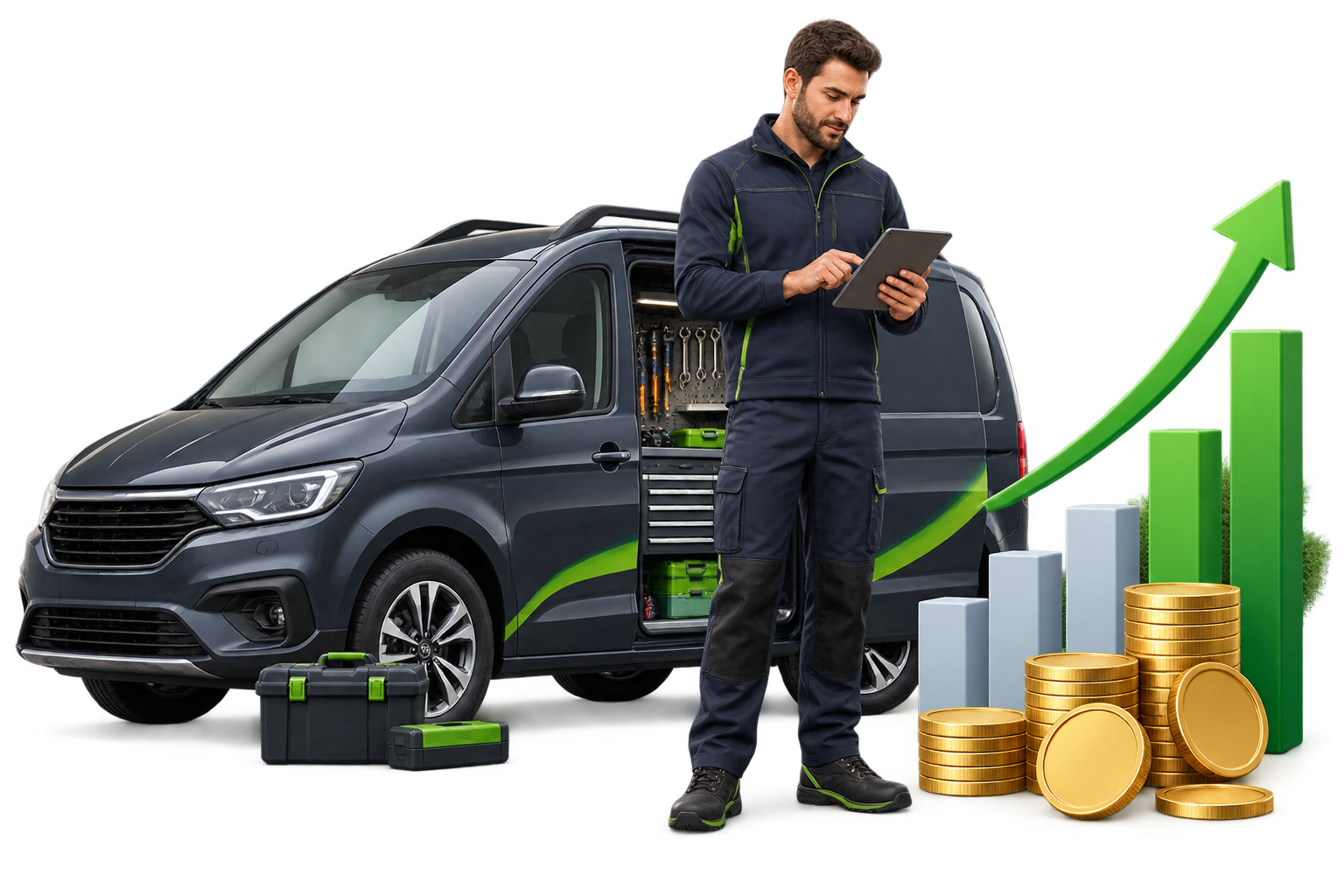 Mobile mechanic reviewing franchise costs and business performance