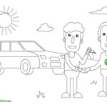 colouring images hauses, people, cars, plane sky, sun, kids